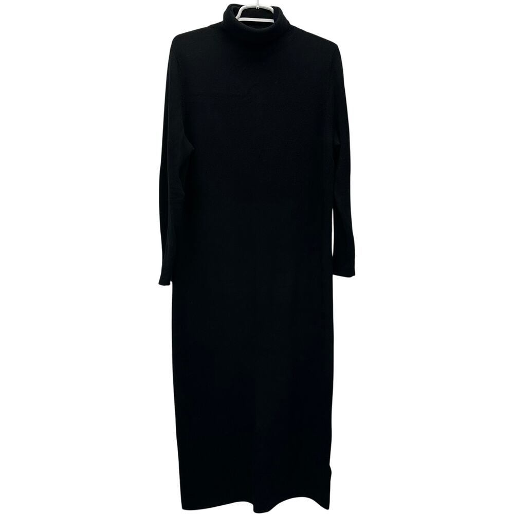 Allude Wool Cashmere Turtleneck Maxi Sweater Dress Black Med